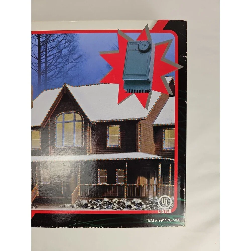 VTG Yule Rite 150 Multi Chasing Outline Christmas Light Set NIB Indoor Outdoor